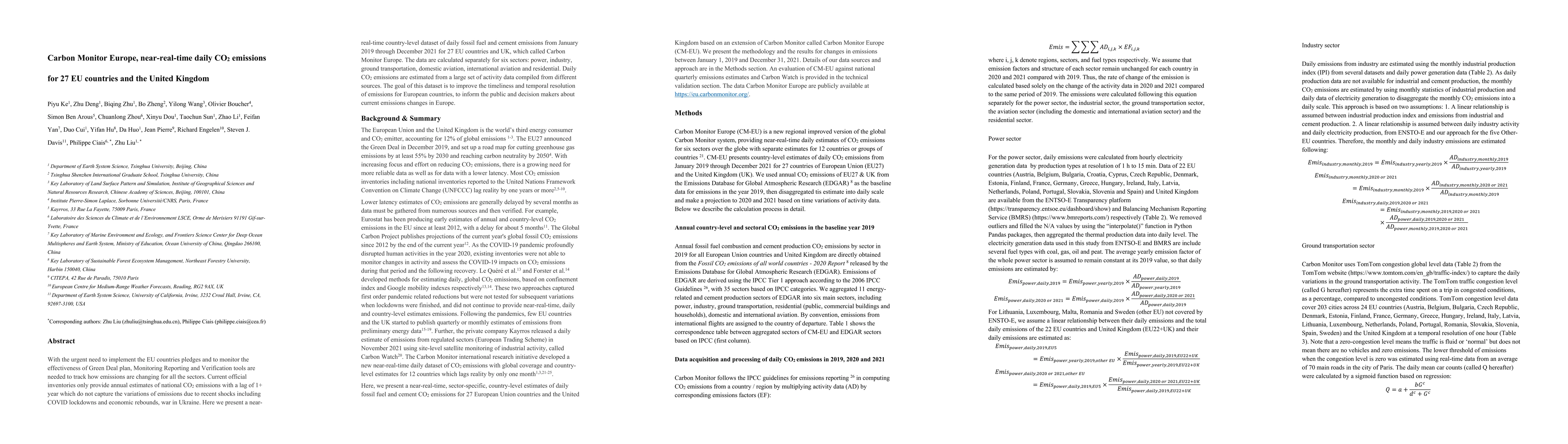 Thumbnail for Carbon Monitor Europe, near-real-time daily CO$_2$ emissions for 27 EU
  countries and the United Kingdom