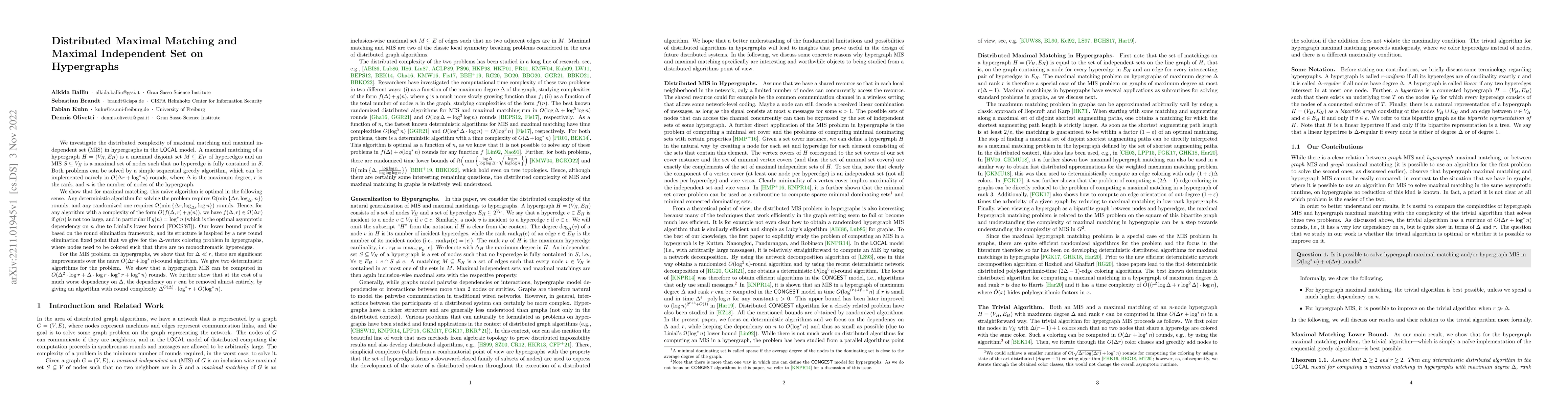 Thumbnail for Distributed Maximal Matching and Maximal Independent Set on Hypergraphs