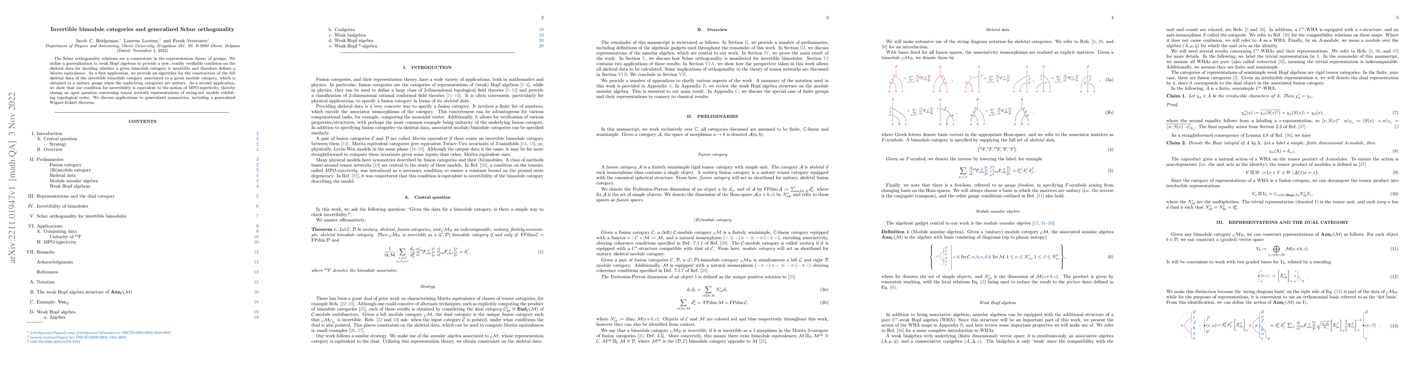 Thumbnail for Invertible bimodule categories and generalized Schur orthogonality