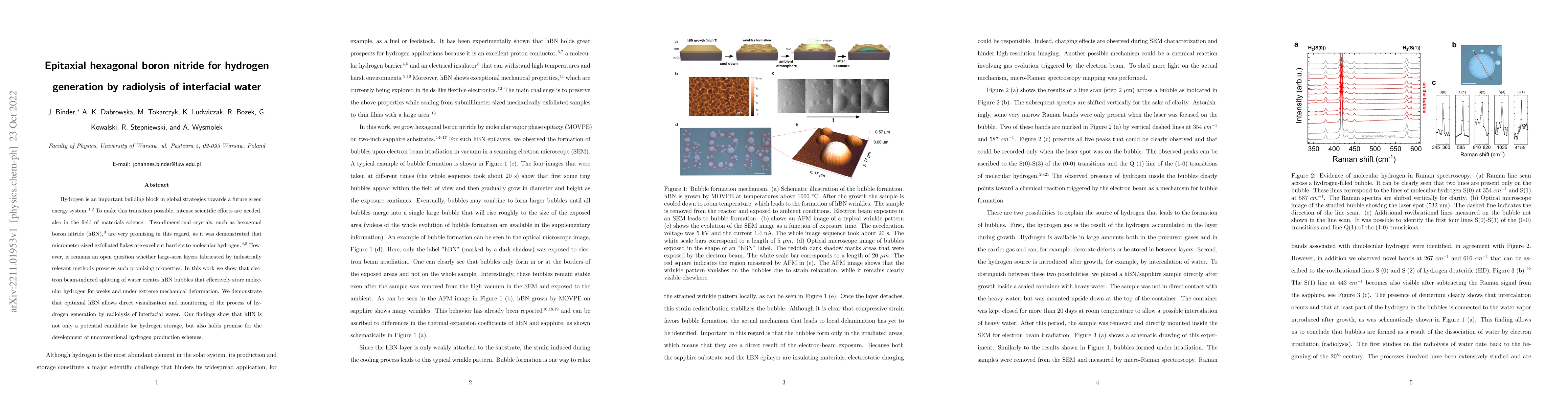 Thumbnail for Epitaxial hexagonal boron nitride for hydrogen generation by radiolysis
  of interfacial water