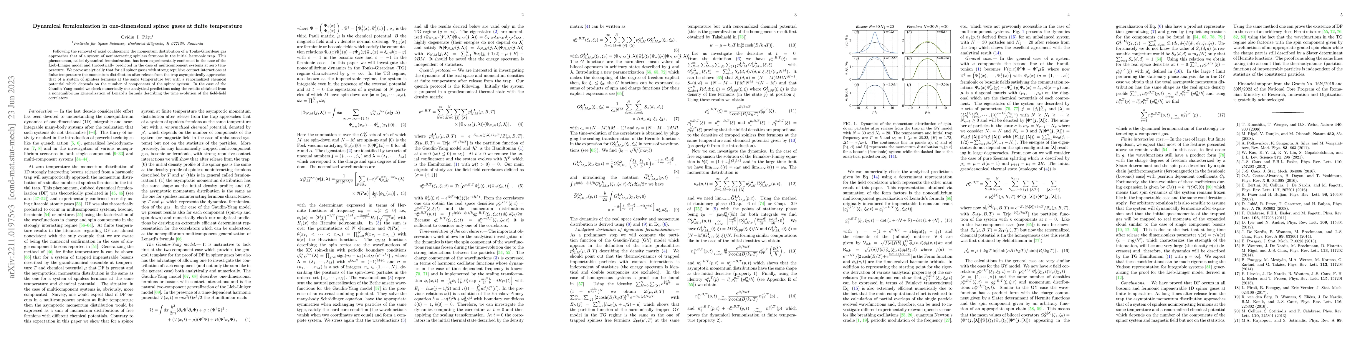 Thumbnail for Dynamical fermionization in one-dimensional spinor gases at finite
  temperature