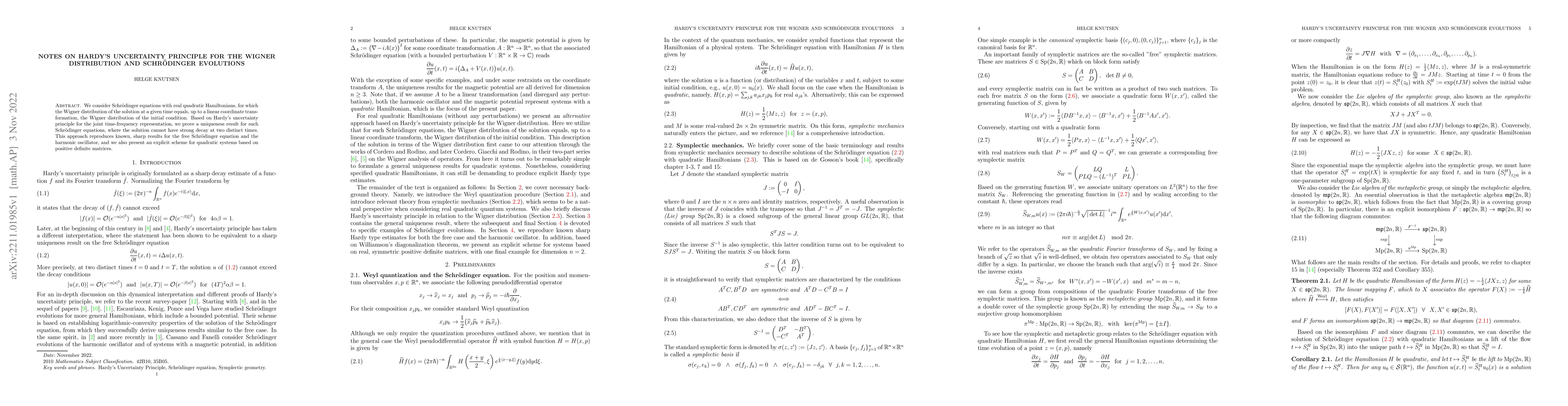 Thumbnail for Notes on Hardy's Uncertainty Principle for the Wigner distribution and
  Schr\"{o}dinger evolutions