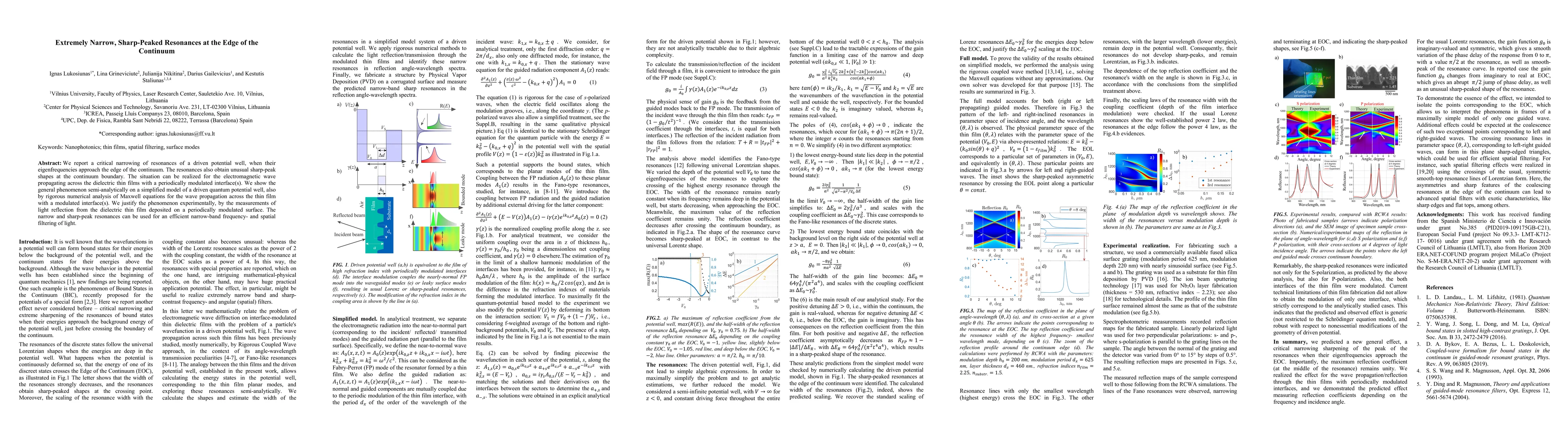 Thumbnail for Extremely Narrow, Sharp-Peaked Resonances at the Edge of the Continuum