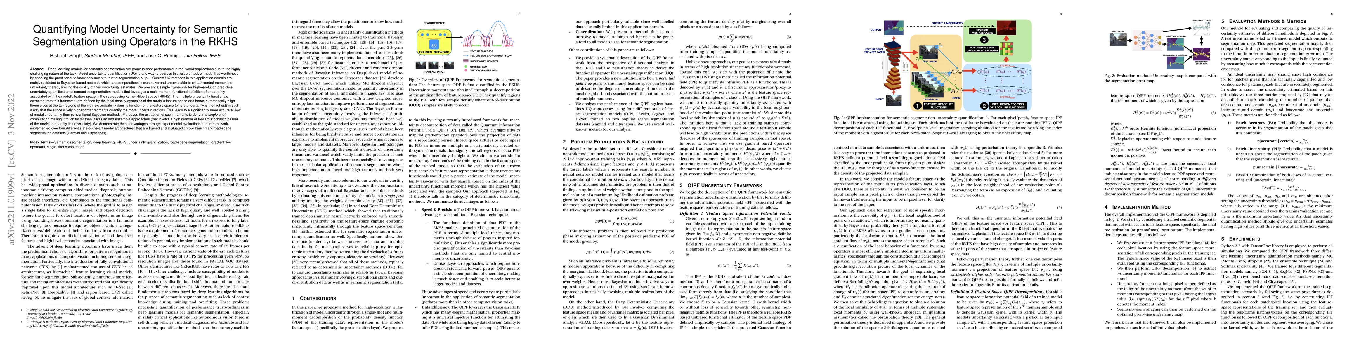 Thumbnail for Quantifying Model Uncertainty for Semantic Segmentation using Operators
  in the RKHS