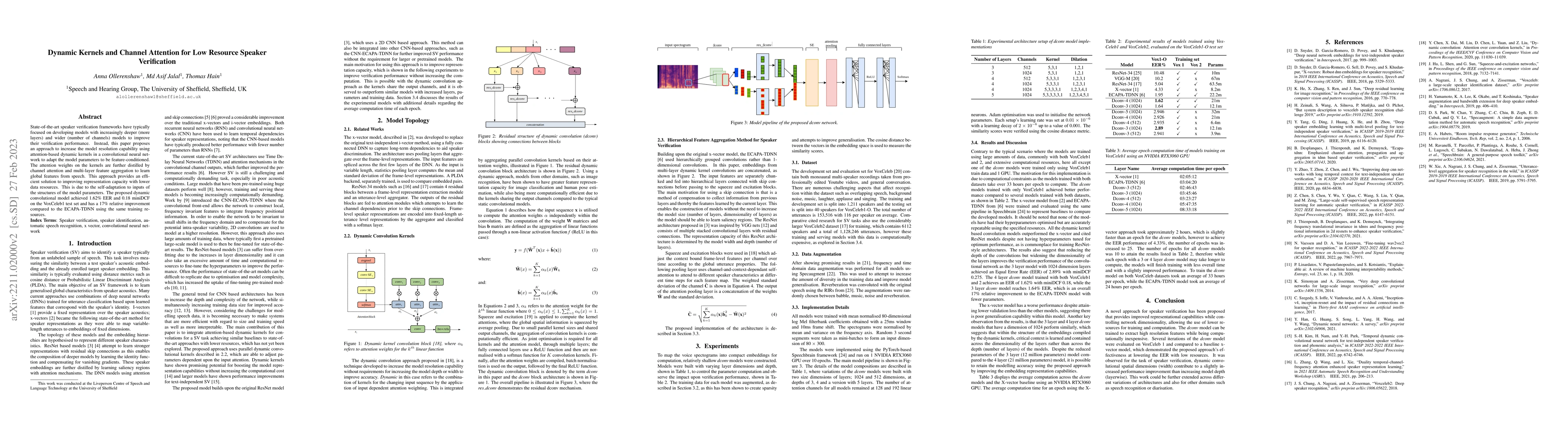 Thumbnail for Dynamic Kernels and Channel Attention for Low Resource Speaker
  Verification