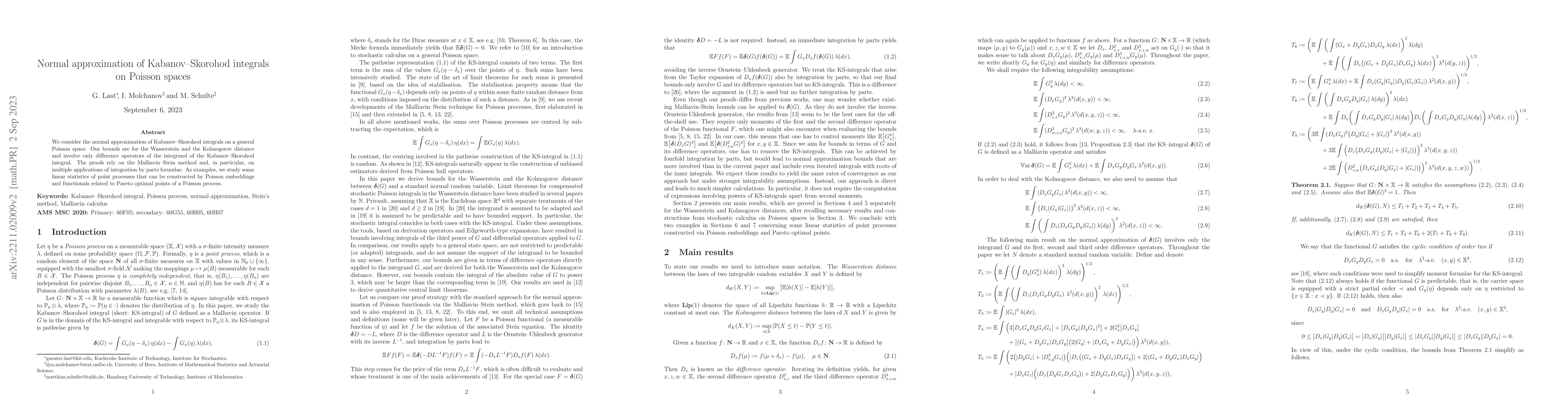 Thumbnail for Normal approximation of Kabanov-Skorohod integrals on Poisson spaces