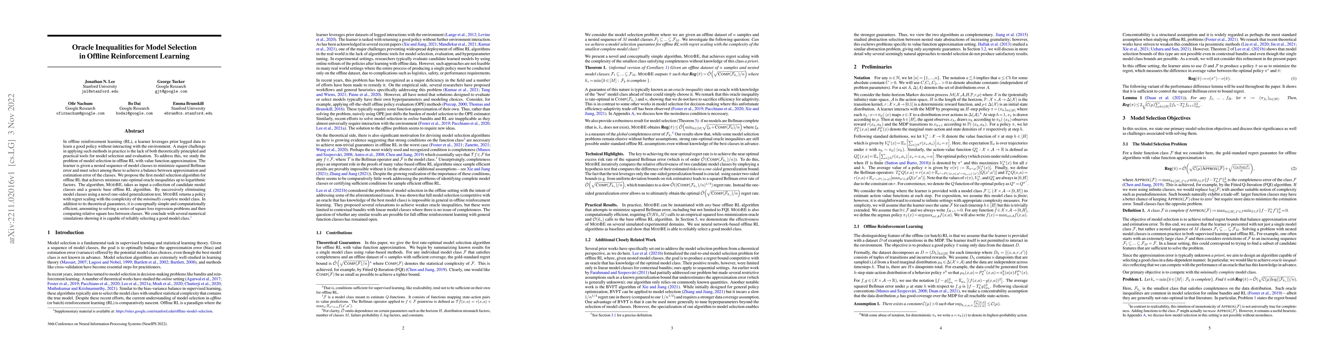 Thumbnail for Oracle Inequalities for Model Selection in Offline Reinforcement
  Learning