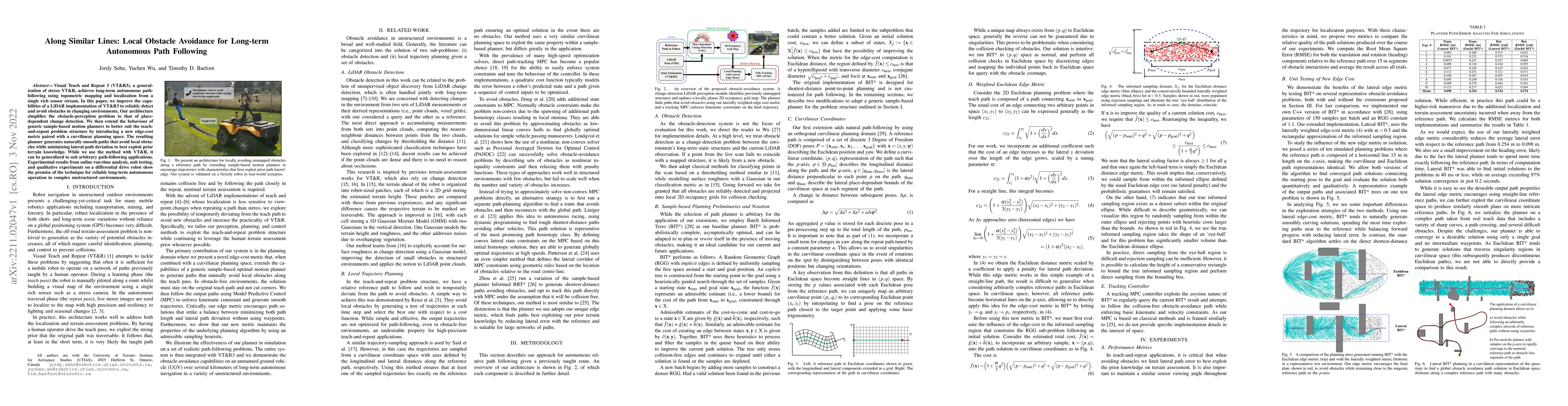 Thumbnail for Along Similar Lines: Local Obstacle Avoidance for Long-term Autonomous
  Path Following