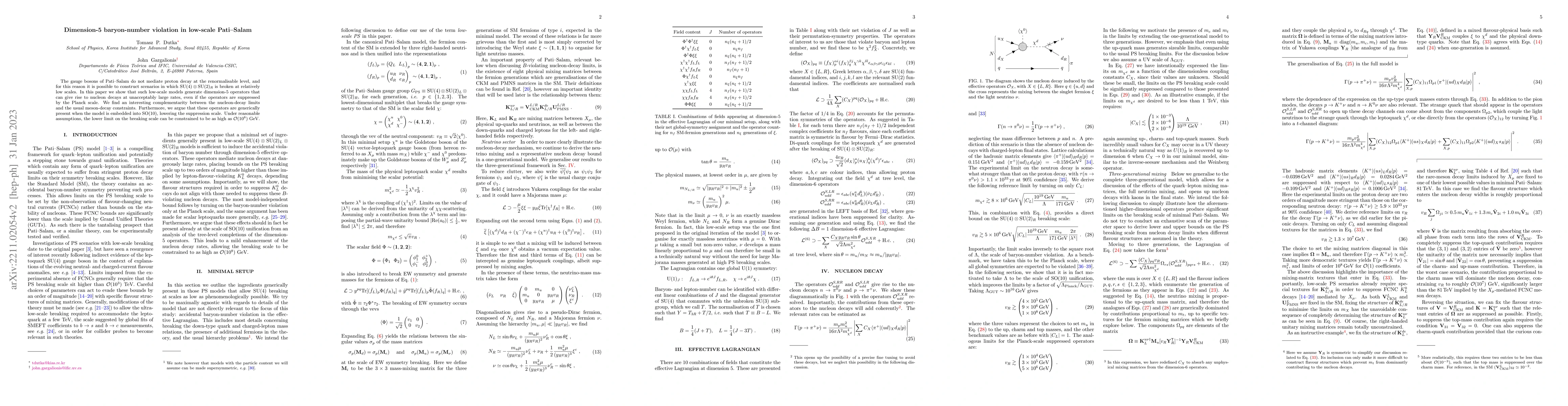 Thumbnail for Dimension-5 baryon-number violation in low-scale Pati-Salam