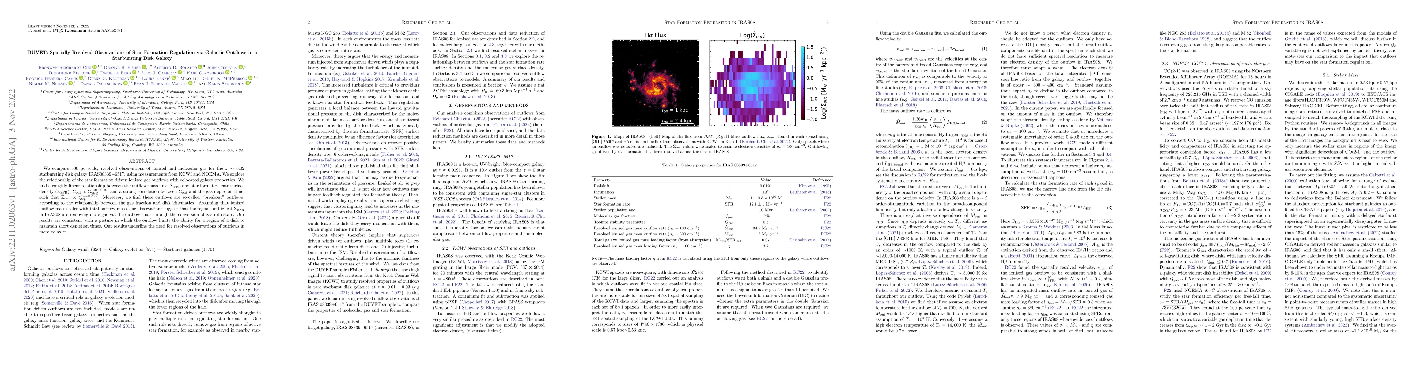 Thumbnail for DUVET: Spatially Resolved Observations of Star Formation Regulation via
  Galactic Outflows in a Starbursting Disk Galaxy