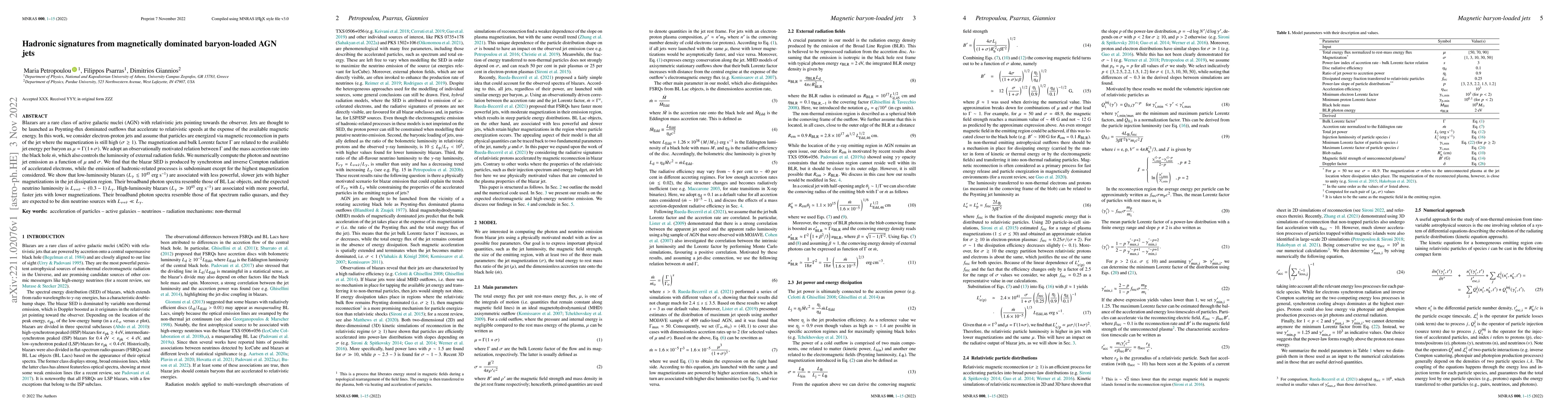 Thumbnail for Hadronic signatures from magnetically dominated baryon-loaded AGN jets