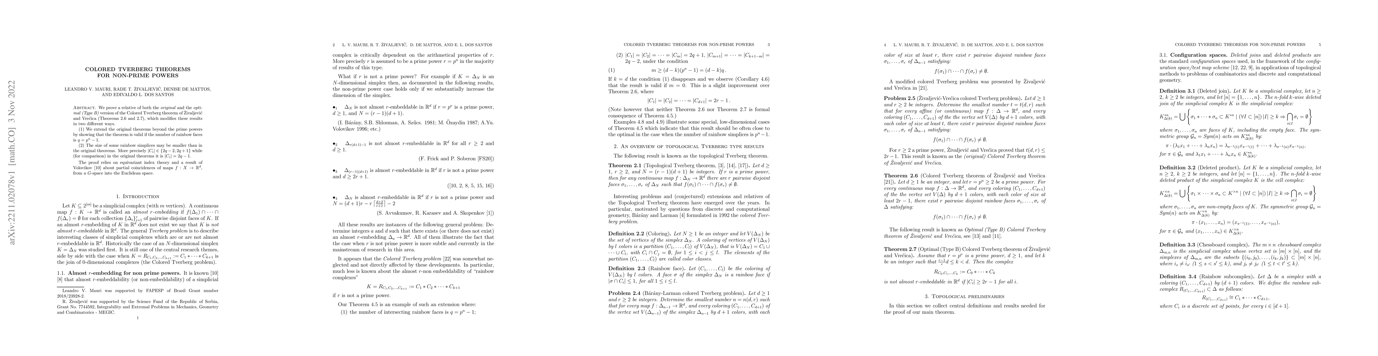 Thumbnail for Colored Tverberg Theorems for non-prime powers