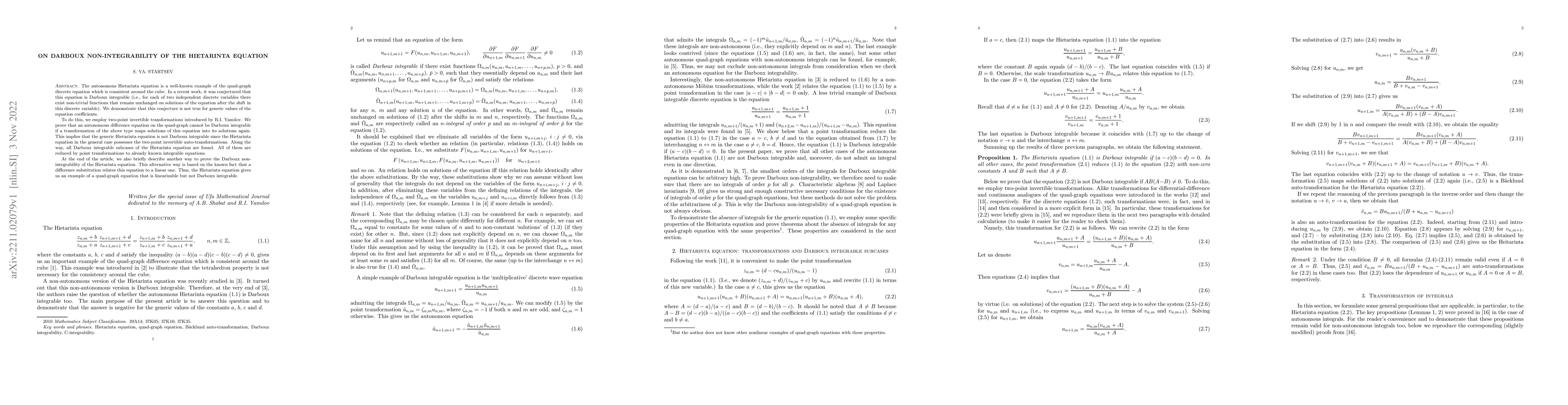 Thumbnail for On Darboux non-integrability of the Hietarinta equation