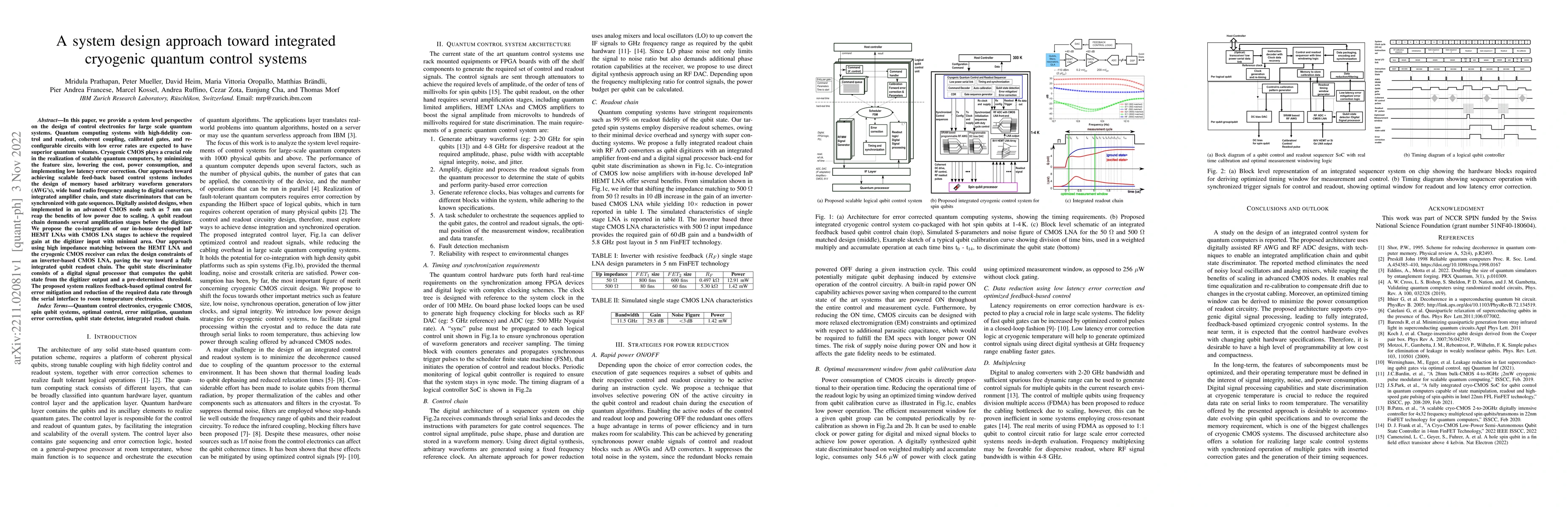 Thumbnail for A system design approach toward integrated cryogenic quantum control
  systems