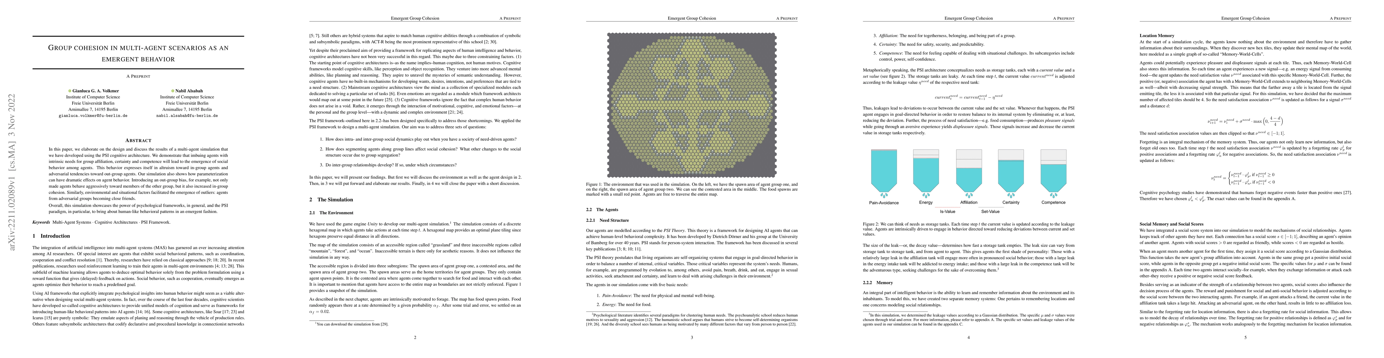 Thumbnail for Group Cohesion in Multi-Agent Scenarios as an Emergent Behavior