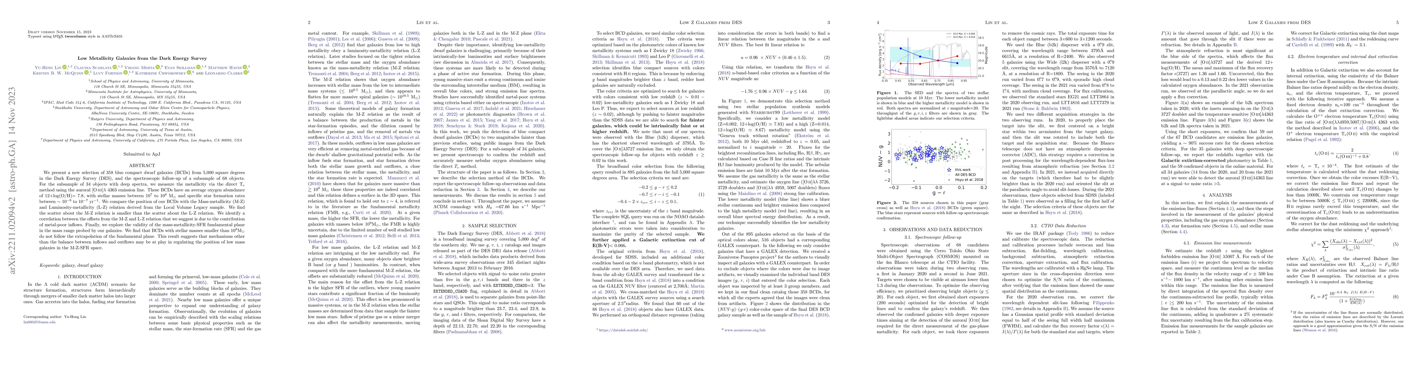 Thumbnail for Low Metallicity Galaxies from the Dark Energy Survey
