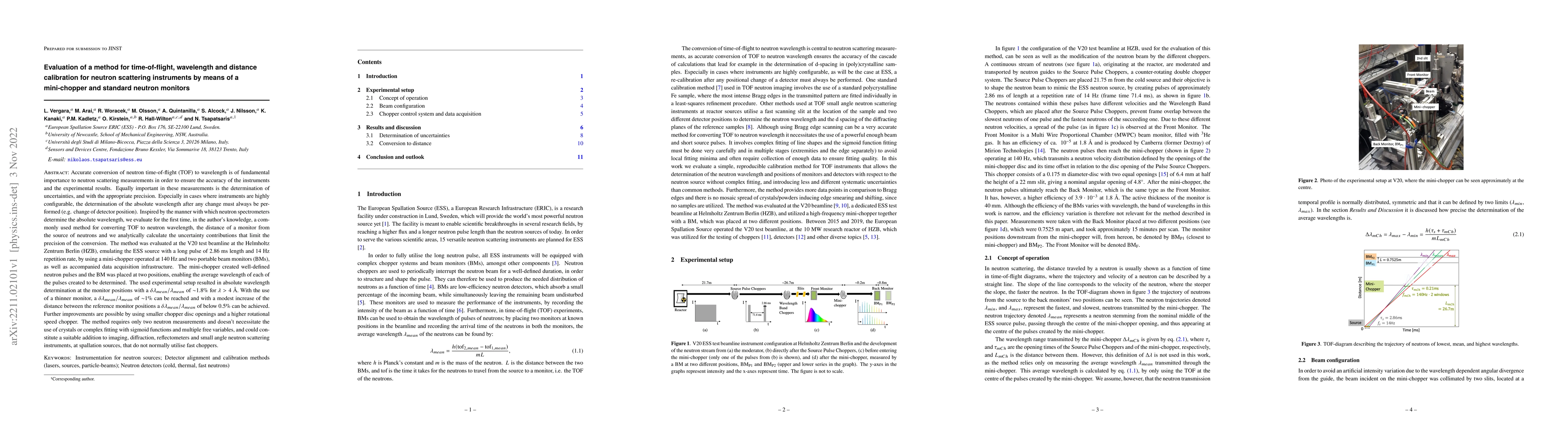Thumbnail for Evaluation of a method for time-of-flight, wavelength and distance
  calibration for neutron scattering instruments by means of a mini-chopper and
  standard neutron monitors