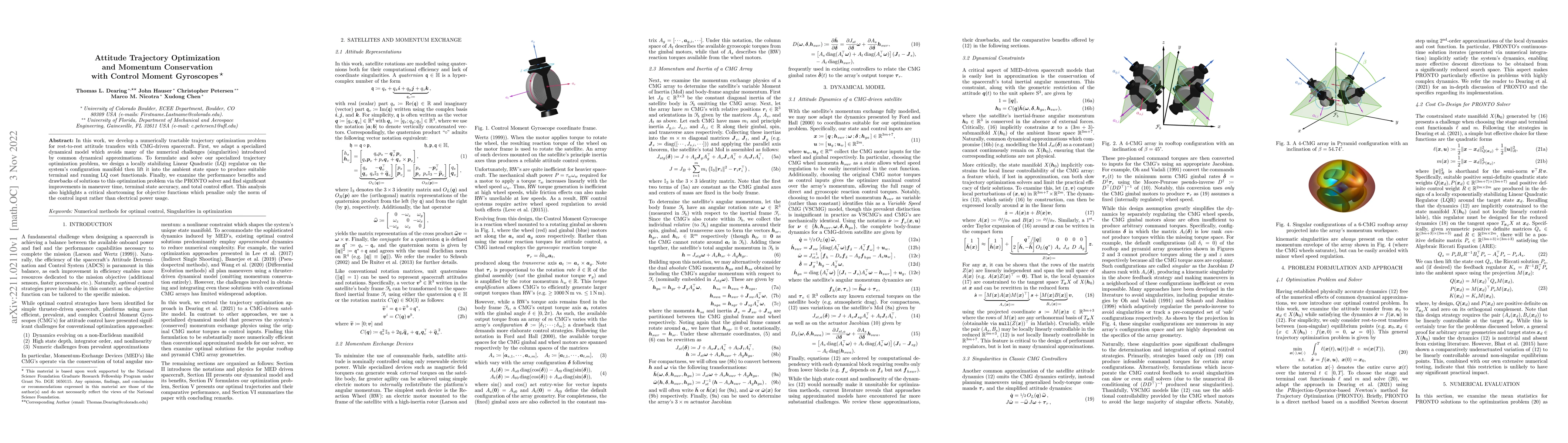 Thumbnail for Attitude Trajectory Optimization and Momentum Conservation with Control
  Moment Gyroscopes