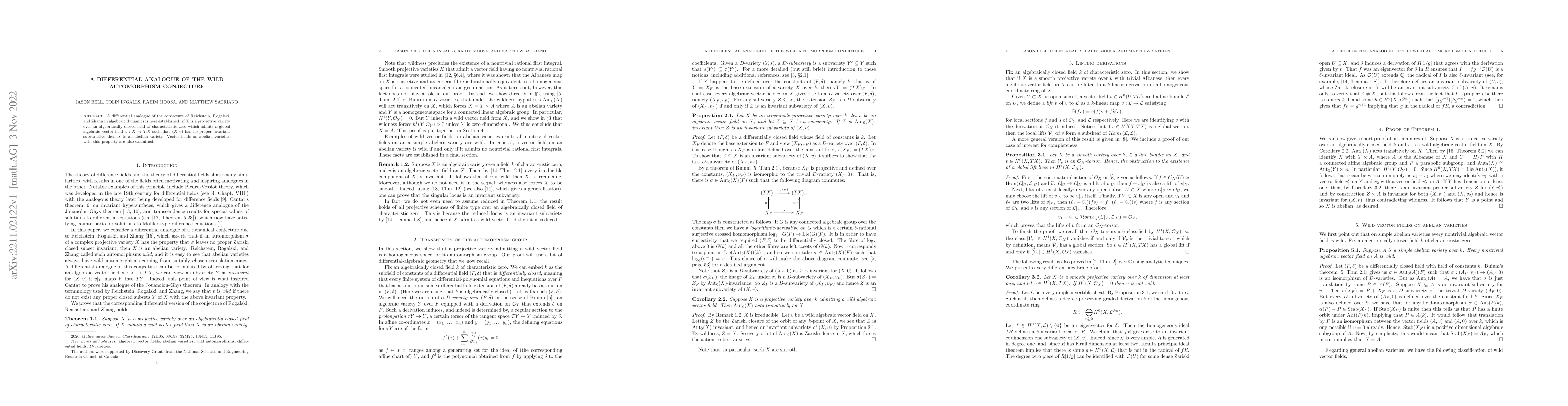 Thumbnail for A differential analogue of the wild automorphism conjecture