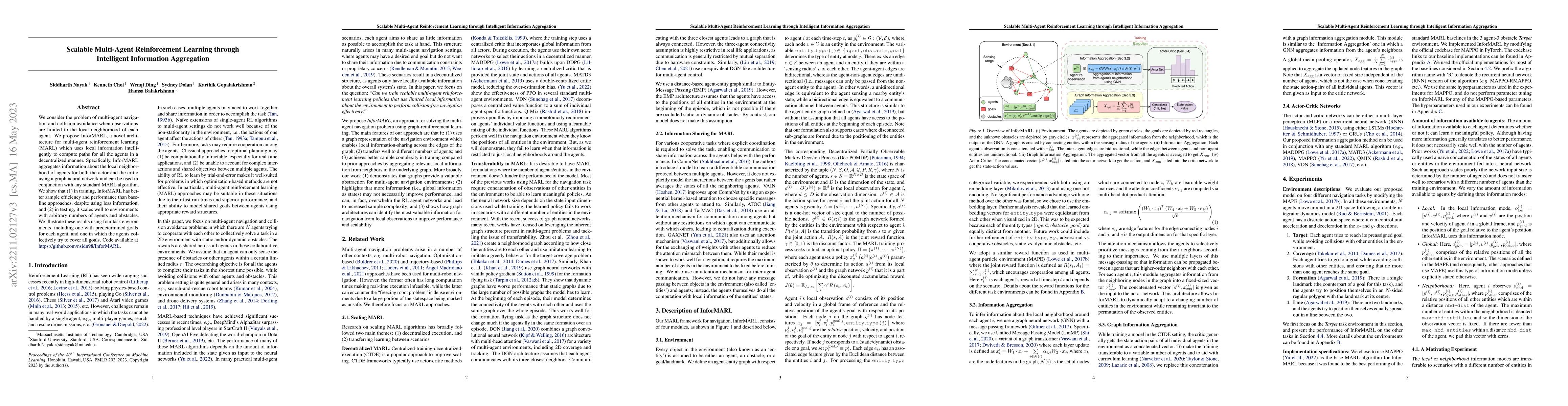 Thumbnail for Scalable Multi-Agent Reinforcement Learning through Intelligent
  Information Aggregation