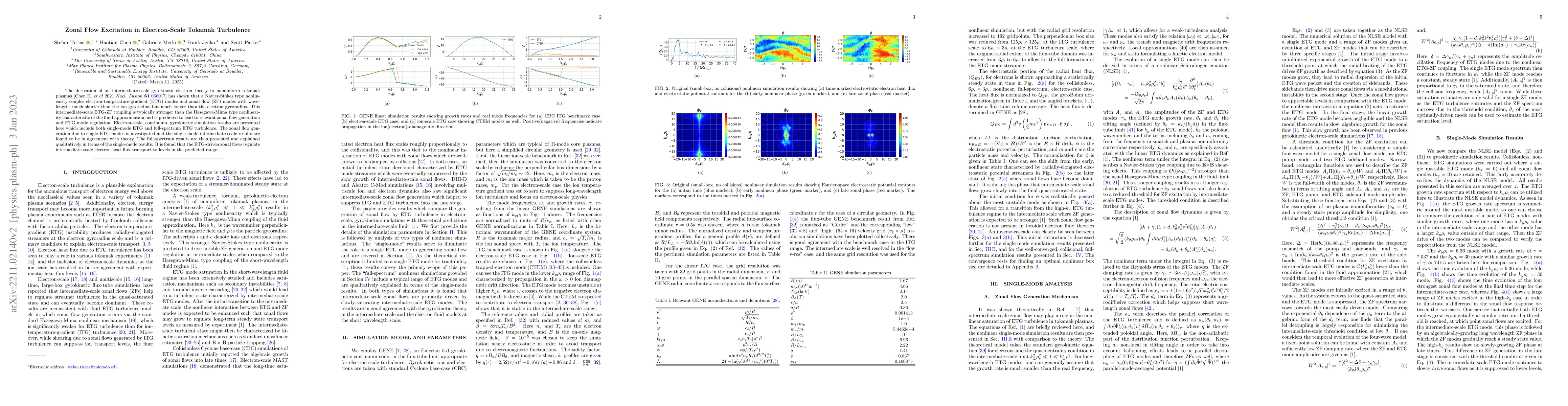 Thumbnail for Zonal Flow Excitation in Electron-Scale Tokamak Turbulence