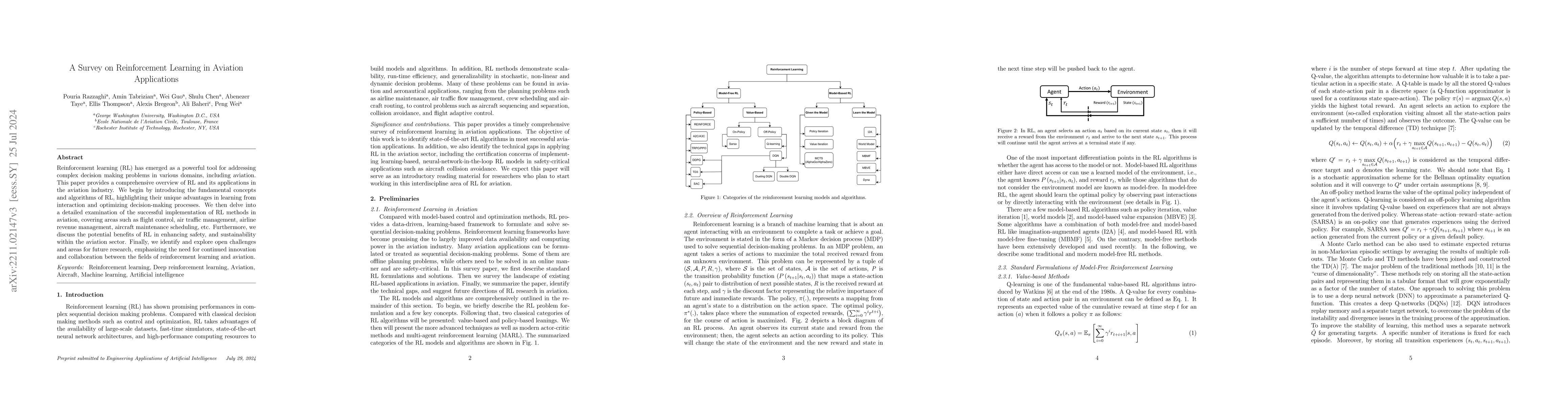 Thumbnail for A Survey on Reinforcement Learning in Aviation Applications