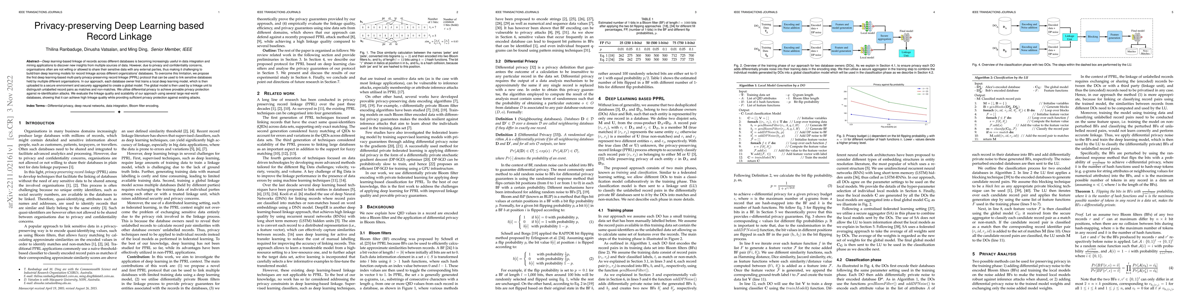 Thumbnail for Privacy-preserving Deep Learning based Record Linkage