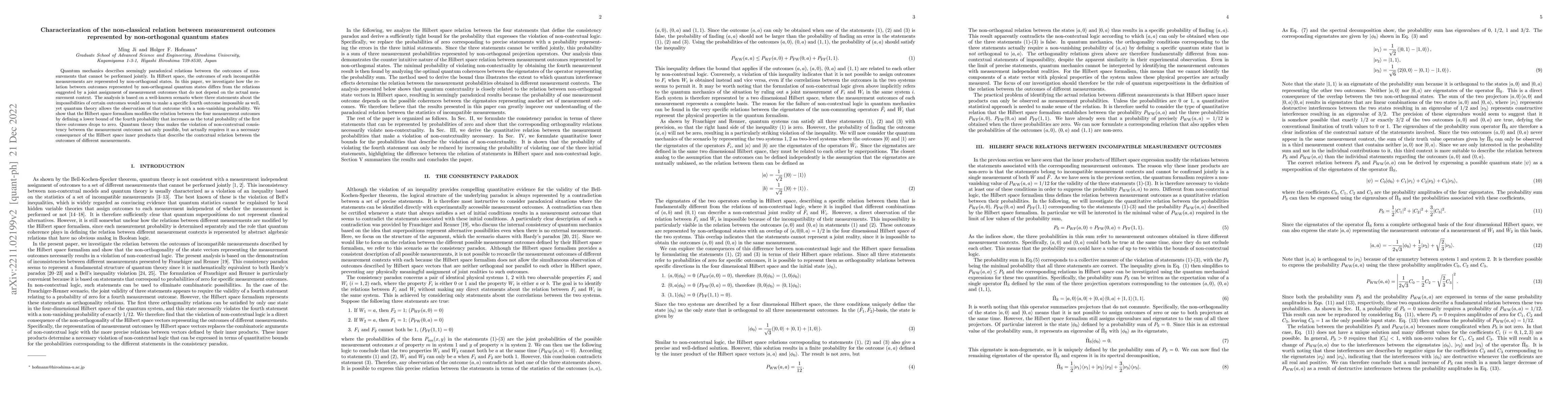 Thumbnail for Characterization of the non-classical relation between measurement
  outcomes represented by non-orthogonal quantum states