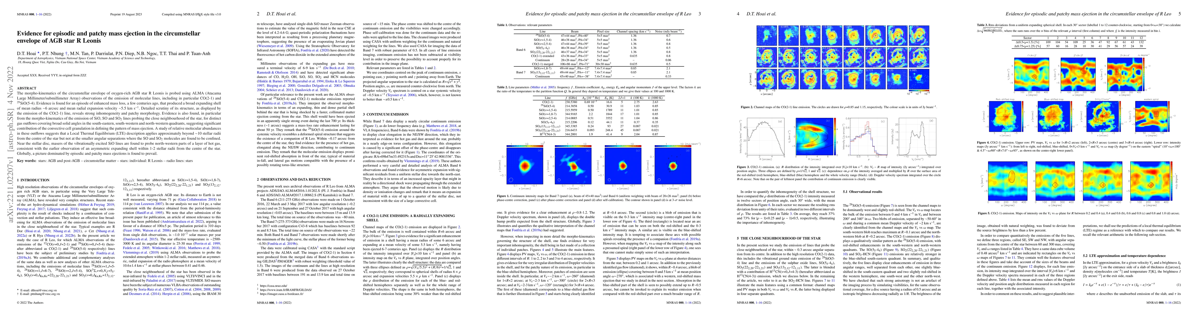 Thumbnail for Evidence for episodic and patchy mass ejection in the circumstellar
  envelope of AGB star R Leonis