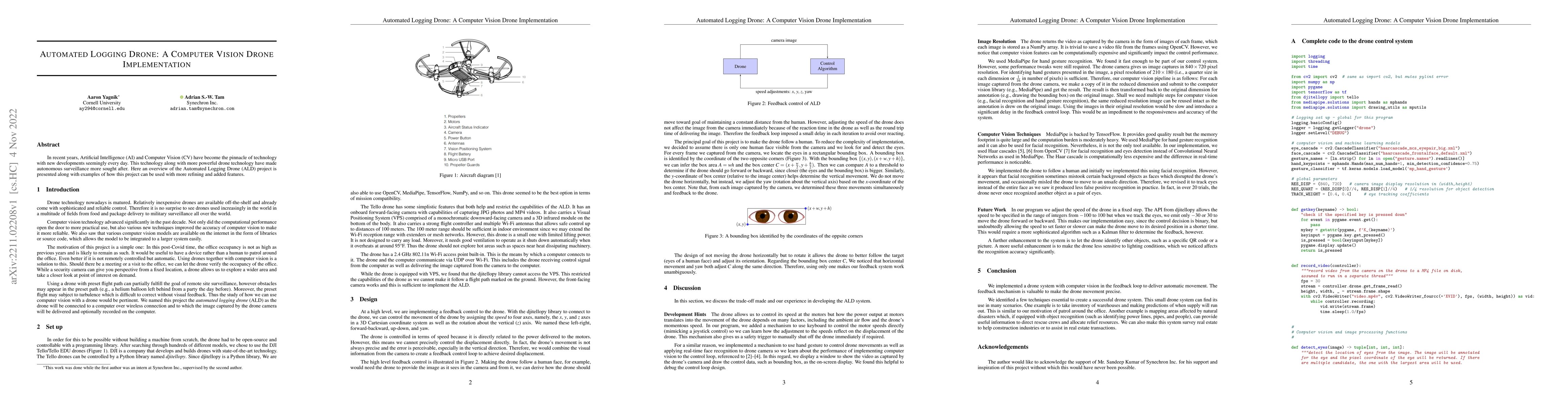 Thumbnail for Automated Logging Drone: A Computer Vision Drone Implementation