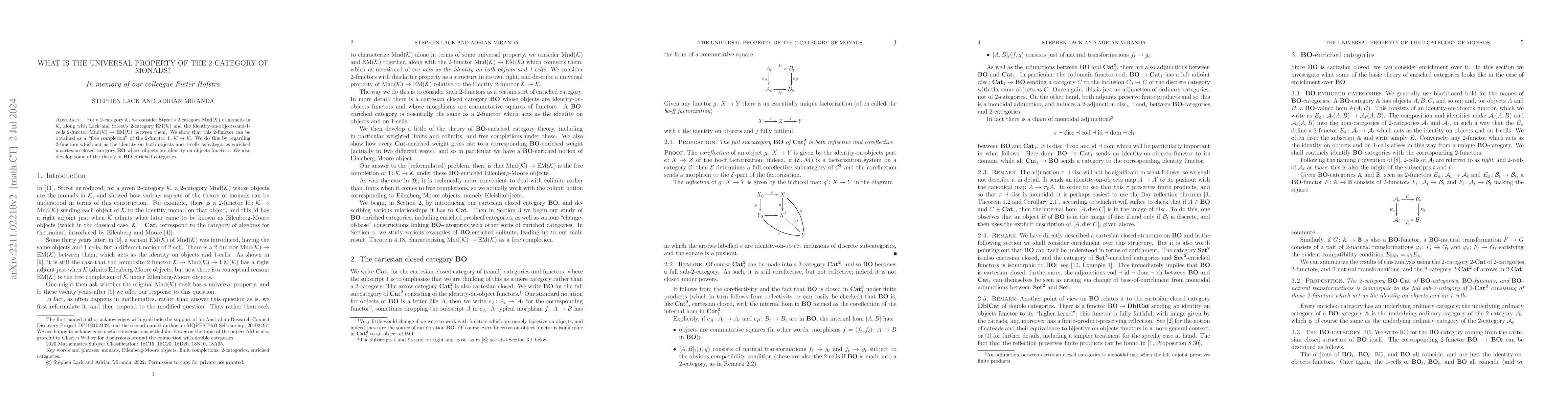 Thumbnail for What is the universal property of the 2-category of monads?