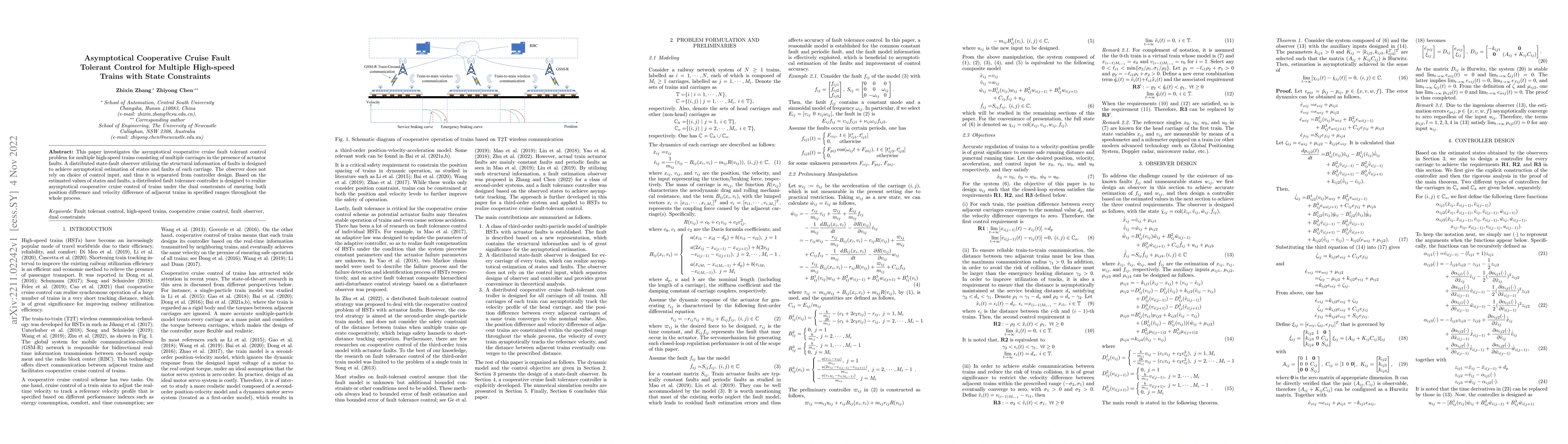 Thumbnail for Asymptotical Cooperative Cruise Fault Tolerant Control for Multiple
  High-speed Trains with State Constraints