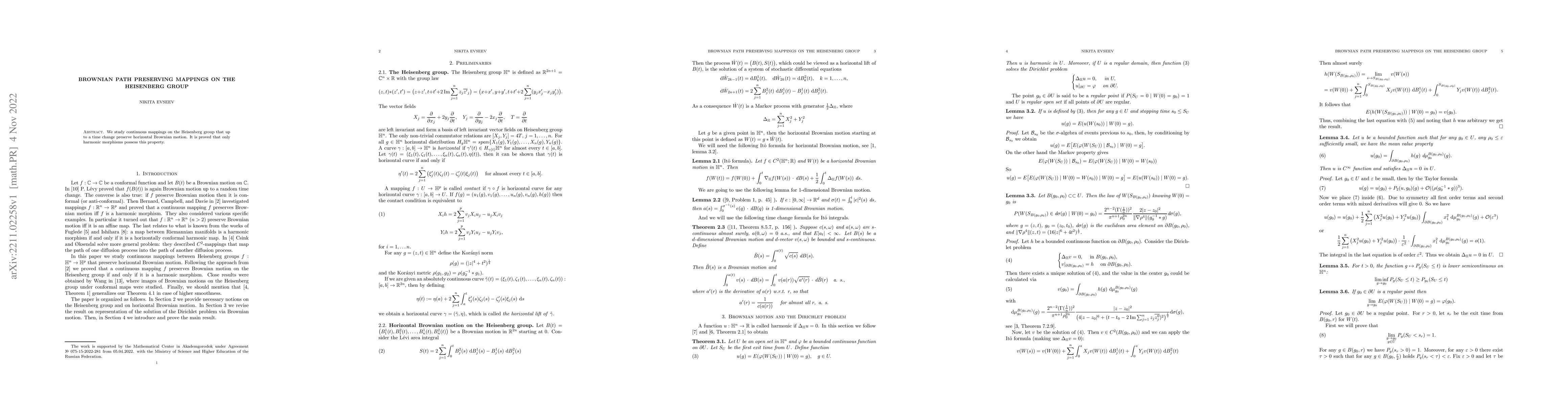 Thumbnail for Brownian path preserving mappings on the Heisenberg group