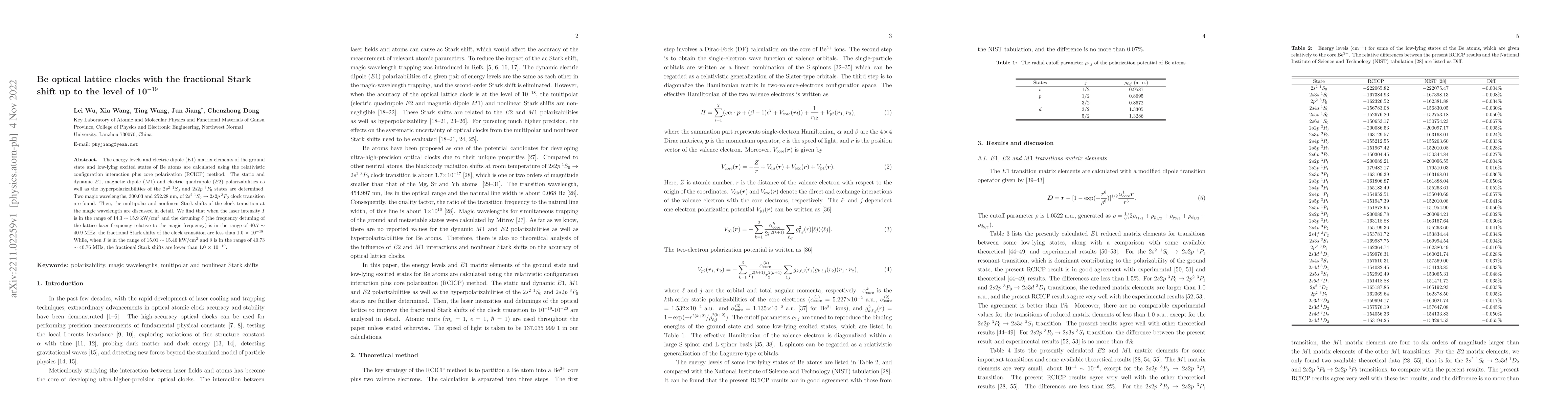 Thumbnail for Be optical lattice clocks with the fractional Stark shift up to the
  level of 10$^{-19}$