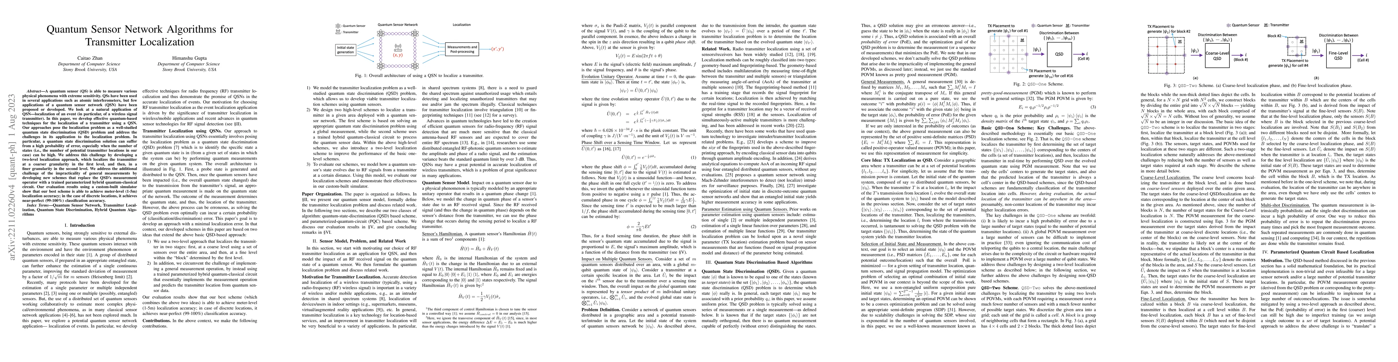 Thumbnail for Quantum Sensor Network Algorithms for Transmitter Localization