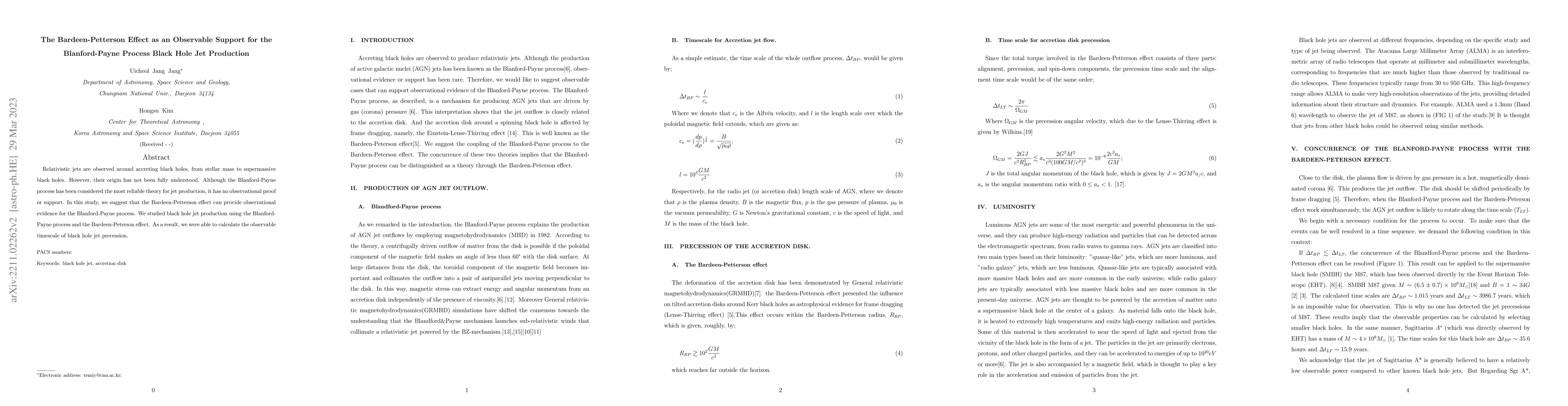 Thumbnail for The Bardeen-Petterson Effect as an Observable Support for the
  Blanford-Payne Process Black Hole Jet Production
