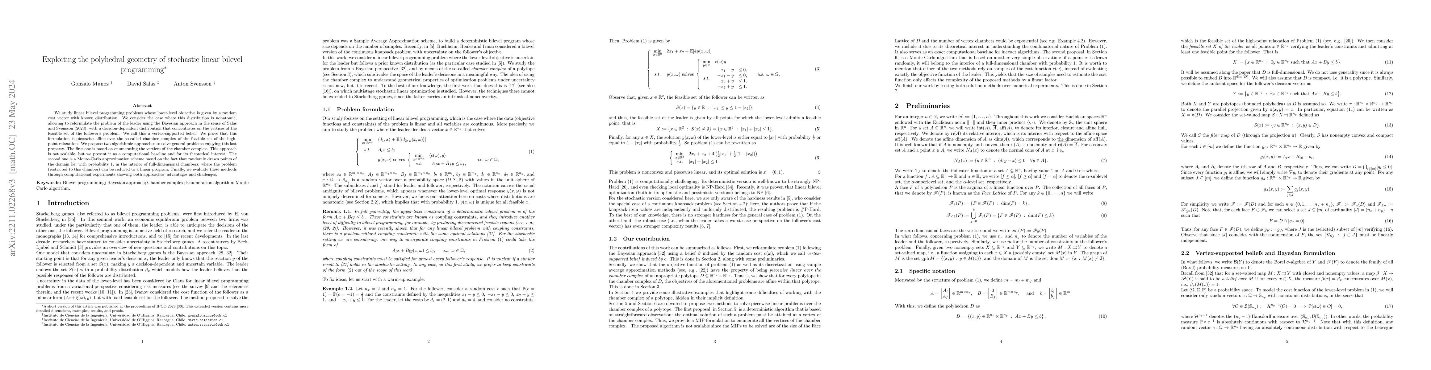 Thumbnail for Exploiting the polyhedral geometry of stochastic linear bilevel
  programming