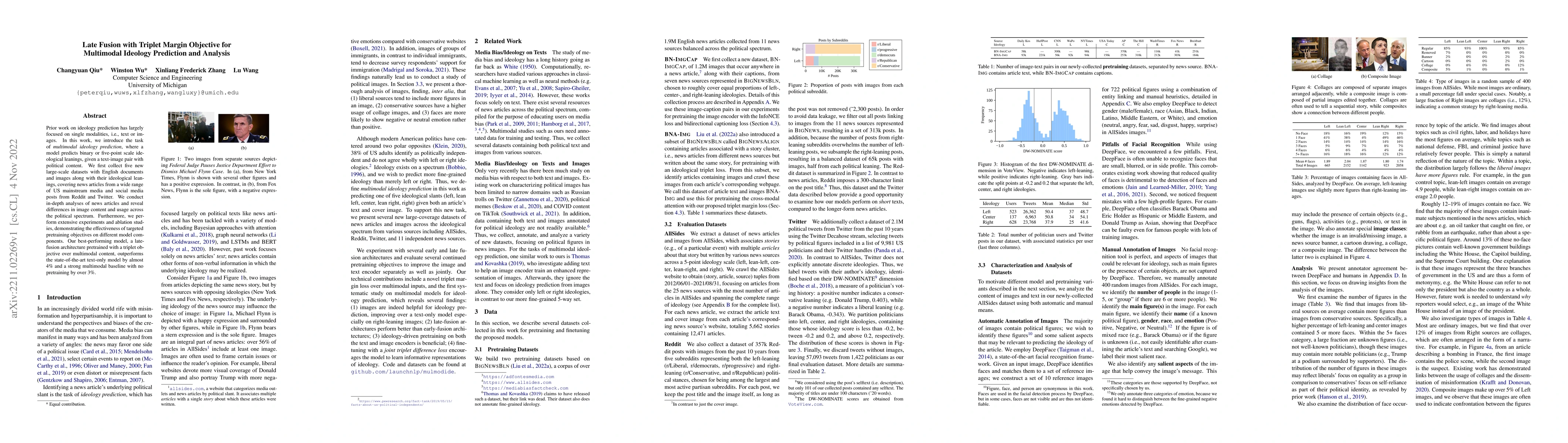 Thumbnail for Late Fusion with Triplet Margin Objective for Multimodal Ideology
  Prediction and Analysis