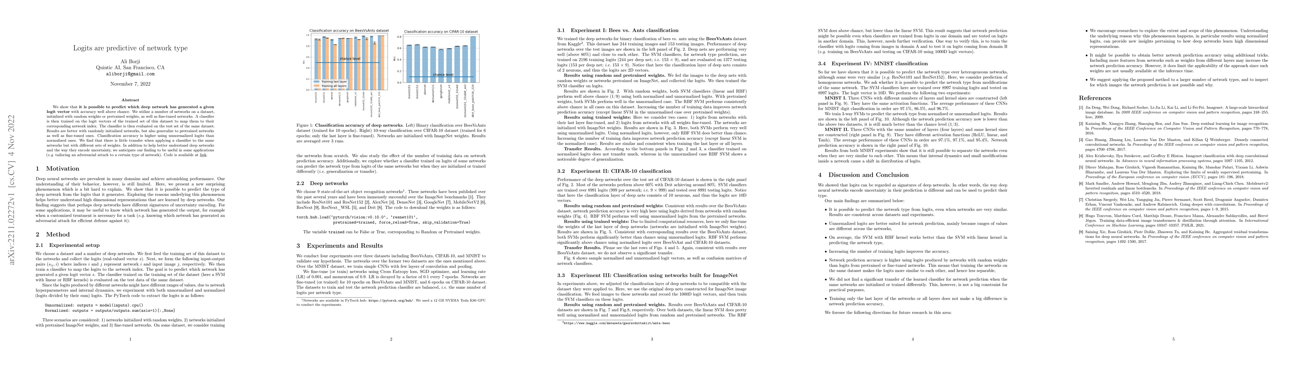 Thumbnail for Logits are predictive of network type