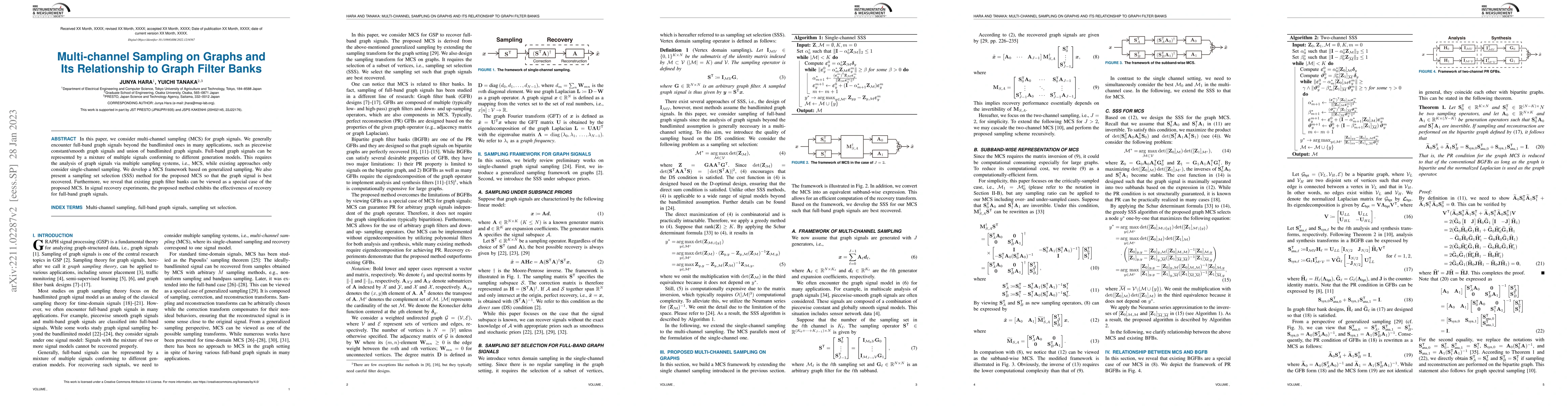 Thumbnail for Multi-channel Sampling on Graphs and Its Relationship to Graph Filter
  Banks