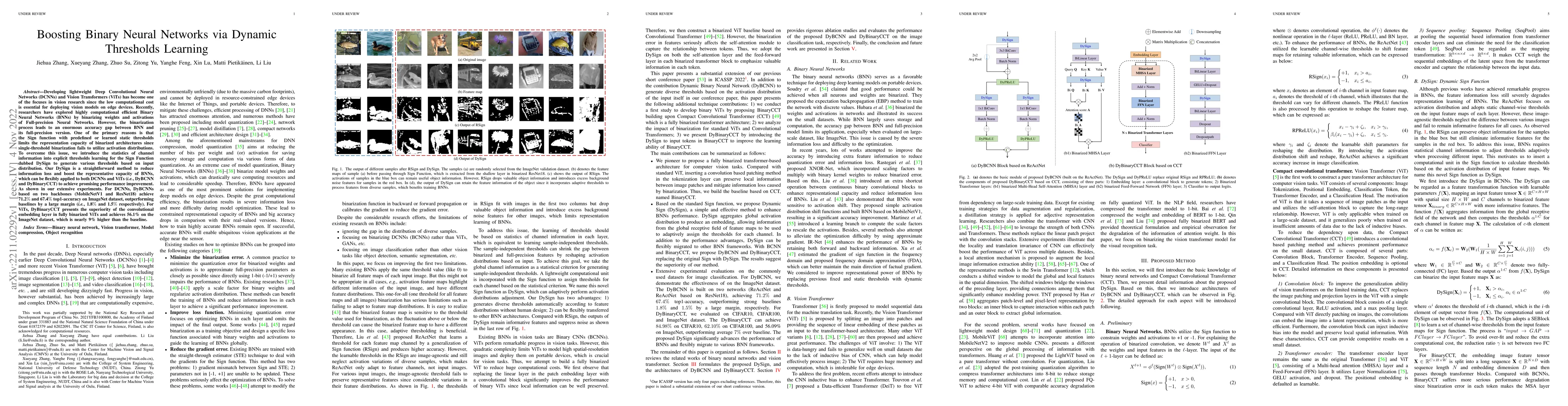 Thumbnail for Boosting Binary Neural Networks via Dynamic Thresholds Learning