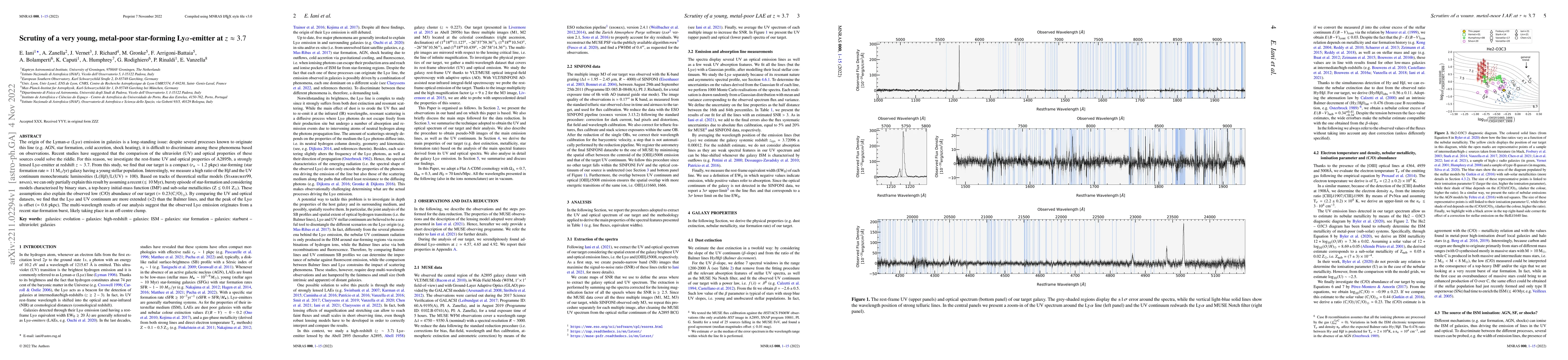 Thumbnail for Scrutiny of a very young, metal-poor star-forming Ly{\alpha}-emitter at
  z ~ 3.7