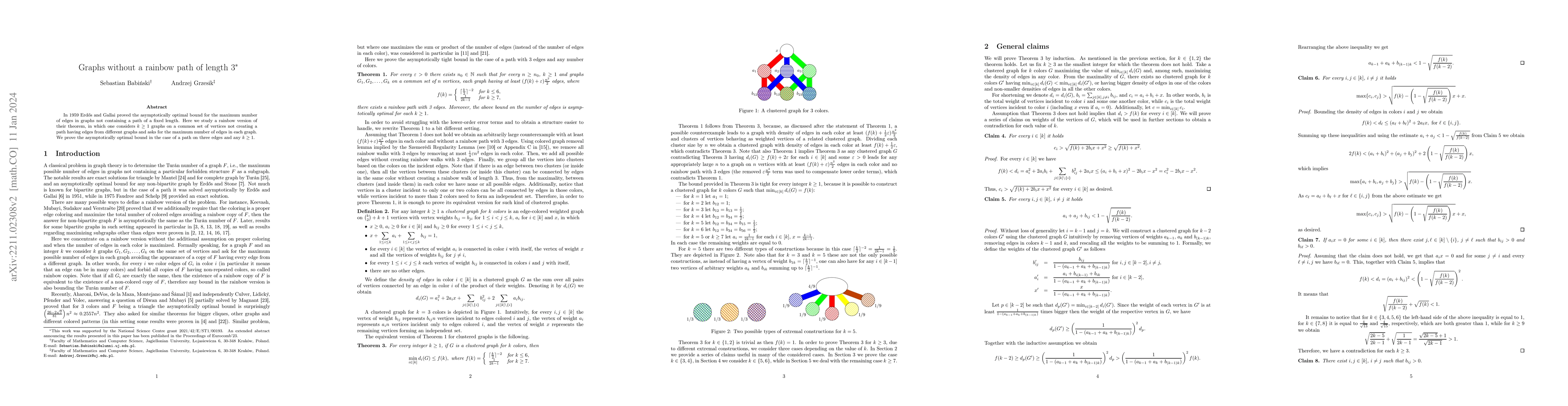 Thumbnail for Graphs without a rainbow path of length 3