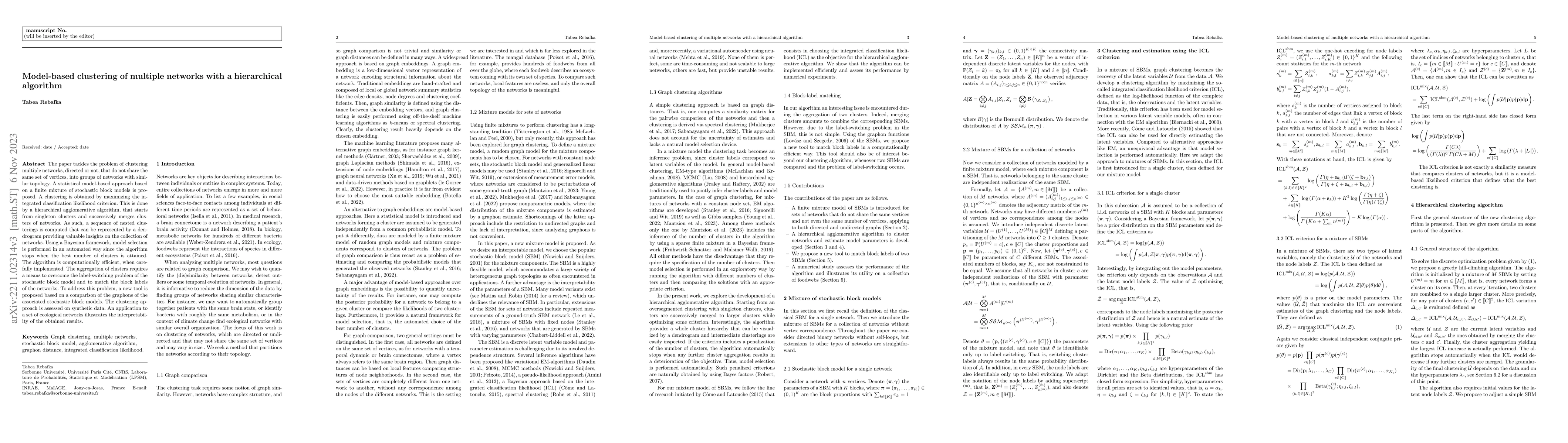 Thumbnail for Model-based clustering of multiple networks with a hierarchical
  algorithm