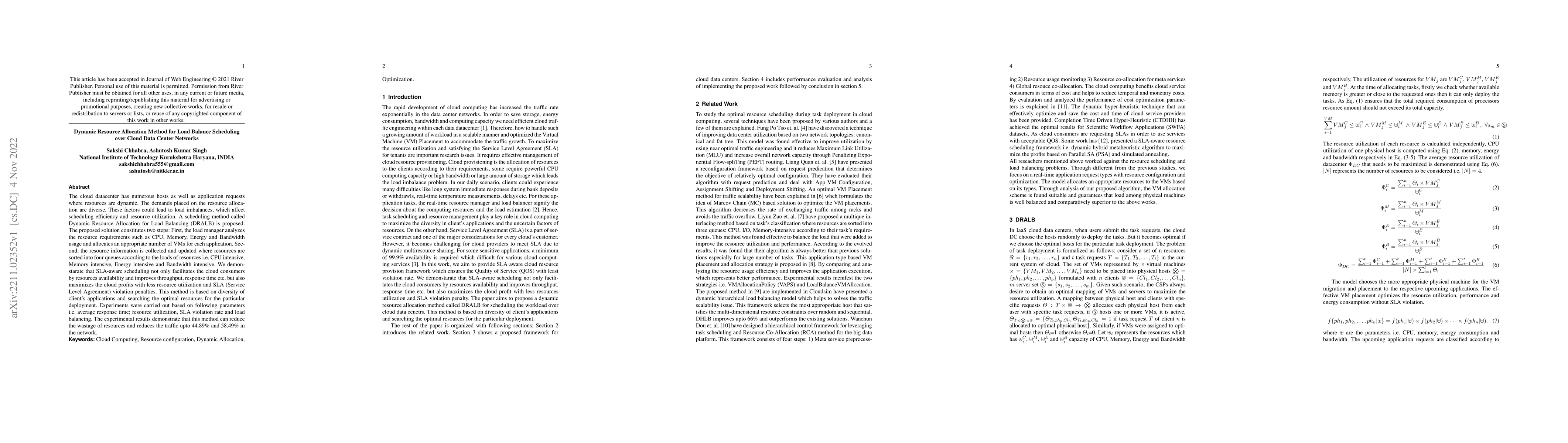 Thumbnail for Dynamic Resource Allocation Method for Load Balance Scheduling over
  Cloud Data Center Networks
