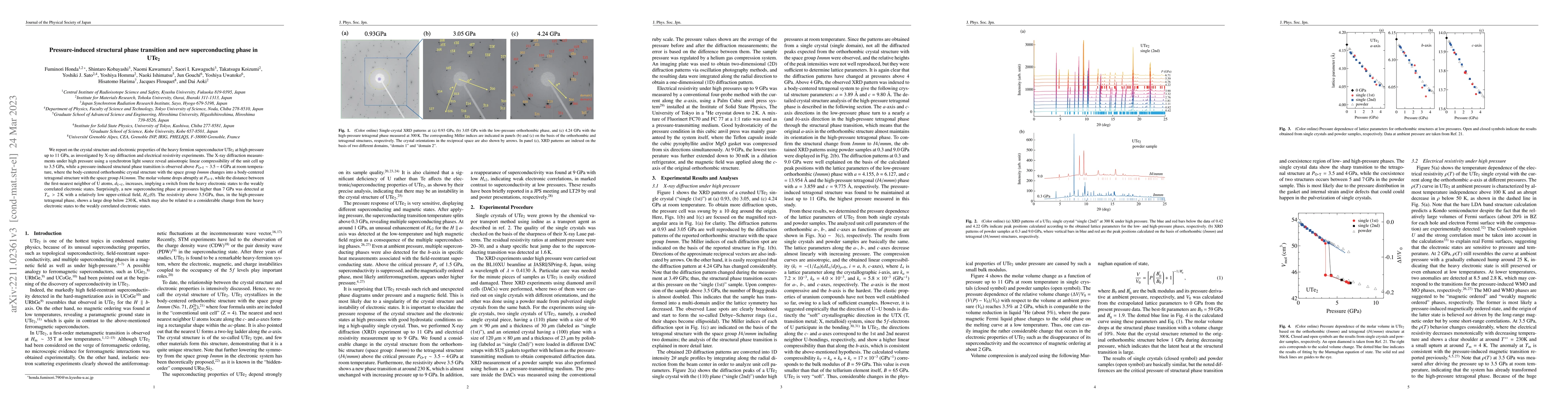 Thumbnail for Pressure-induced structural phase transition and new superconducting
  phase in UTe2