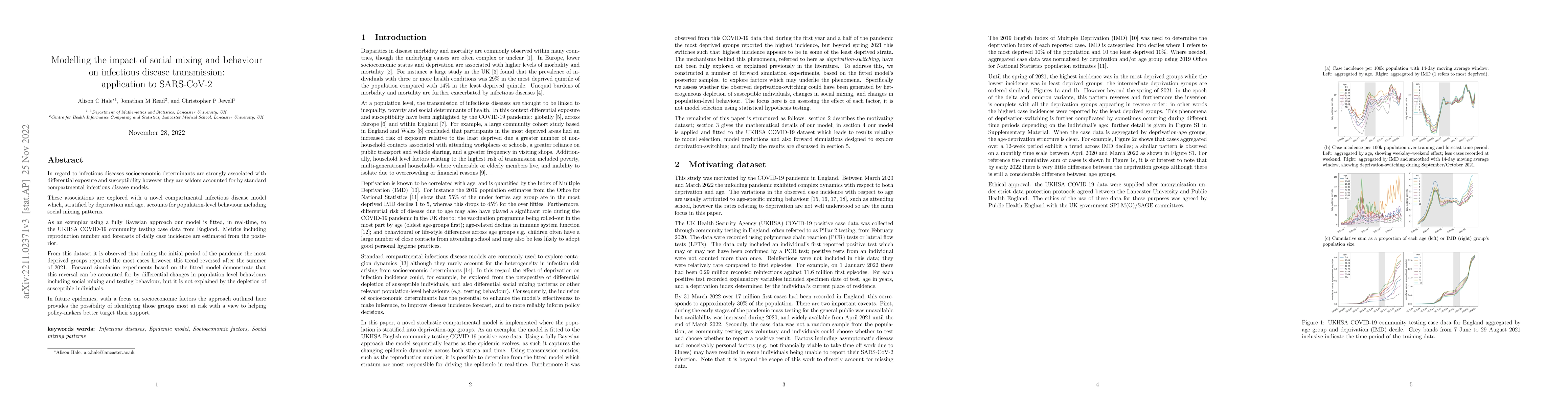 Thumbnail for Modelling the impact of social mixing and behaviour on infectious
  disease transmission: application to SARS-CoV-2