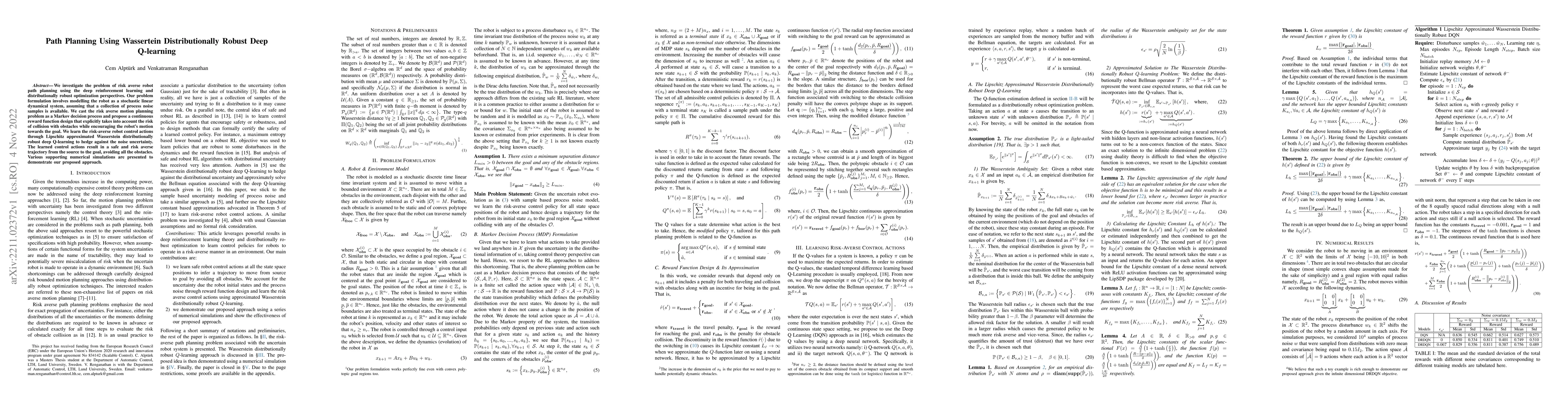 Thumbnail for Path Planning Using Wassertein Distributionally Robust Deep Q-learning