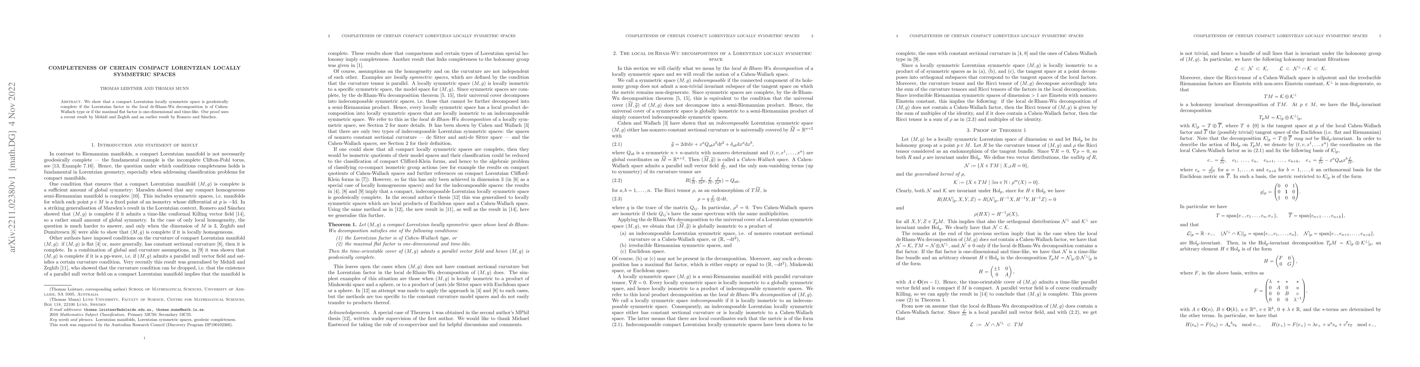 Thumbnail for Completeness of certain compact Lorentzian locally symmetric spaces