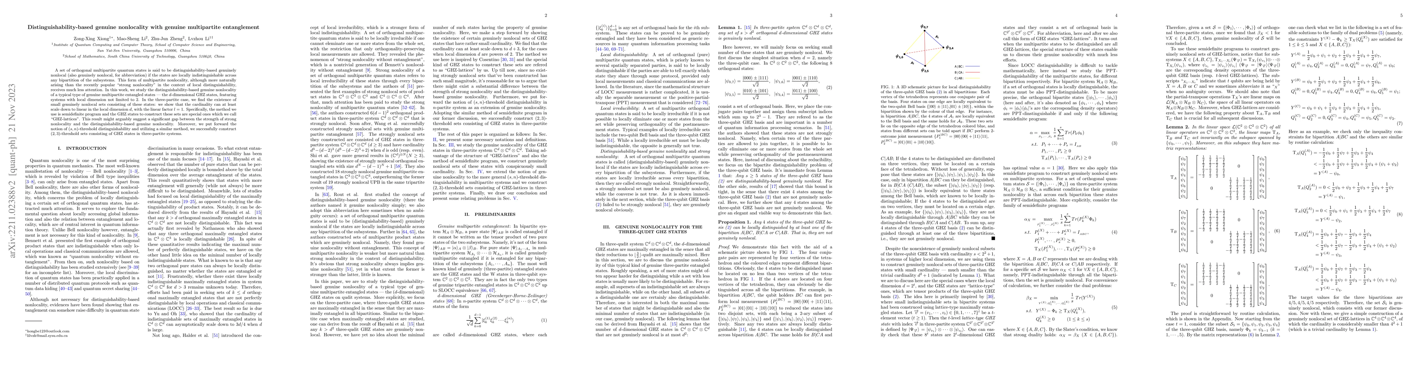 Thumbnail for Distinguishability-based genuine nonlocality with genuine multipartite
  entanglement